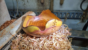 Handmade Plum Wood Bowl with Live Edge and Copper Wire