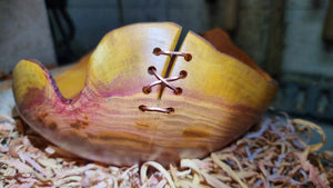 Handmade Plum Wood Bowl with Live Edge and Copper Wire