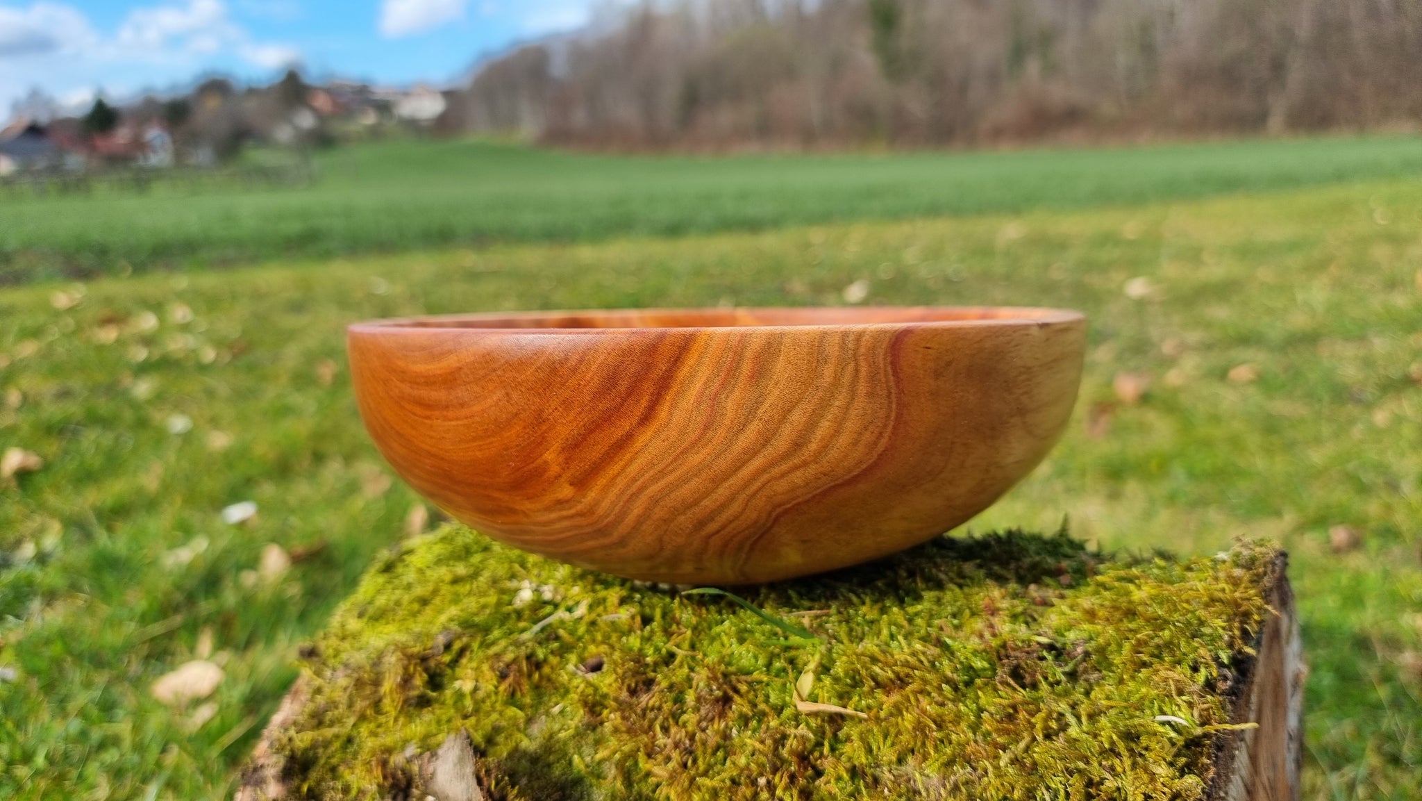 Natural Wooden Serving Bowl | Handcrafted Plum Wood Bowl | PipejaWood