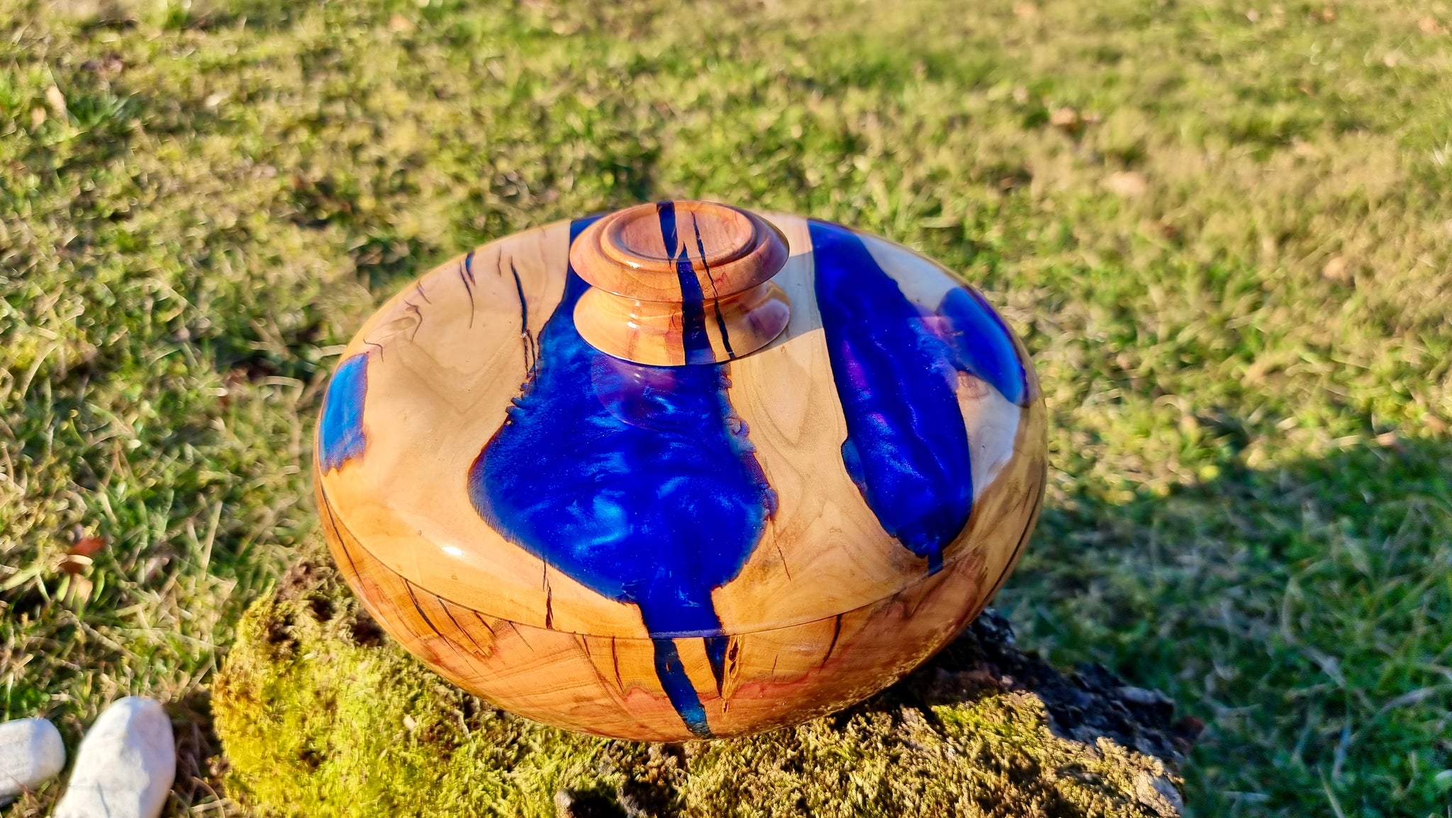 Plum Wood Lid Bowl | Epoxy Resin Lid Bowl | PipejaWood