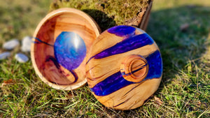 Plum Wood Lid Bowl | Epoxy Resin Lid Bowl | PipejaWood