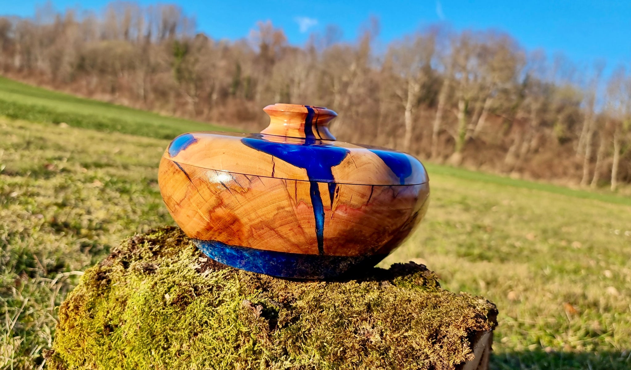 Plum Wood Lid Bowl | Epoxy Resin Lid Bowl | PipejaWood