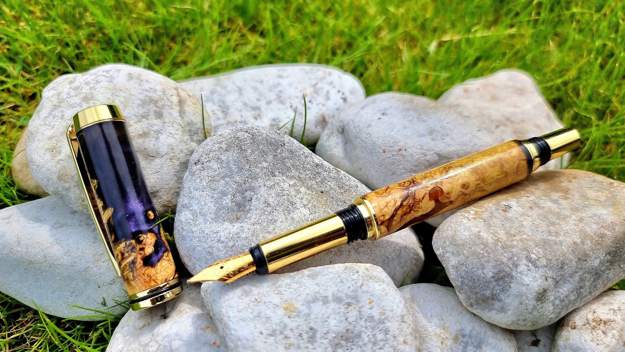 Acacia Burl Wood Fountain Pen | Epoxy Resin Wooden Pen | PipejaWood