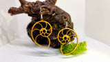 Handmade Wooden Dangling Earrings in the shape of a Snail Houses