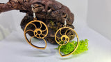 Handmade Wooden Dangling Earrings in the shape of a Snail Houses