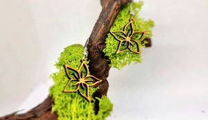 Cherry Wood Dangling Earrings Star Style