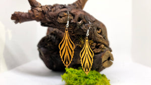 Cherry Wood Dangling Earrings - Rustic Wooden Jewelry