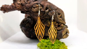 Cherry Wood Dangling Earrings - Rustic Wooden Jewelry