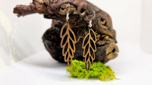 Handmade Wooden Dangling Earrings - Walnut wood