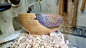 Handcrafted Walnut Bowl with Decorative Elements