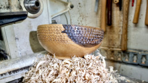 Handcrafted Walnut Bowl with Decorative Elements