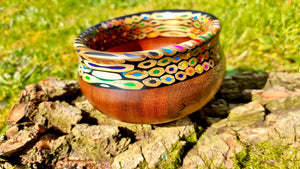 Colorful Mahogany Bowl with Epoxy Resin & Crayons