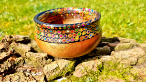 Colorful Mahogany Bowl with Epoxy Resin & Crayons