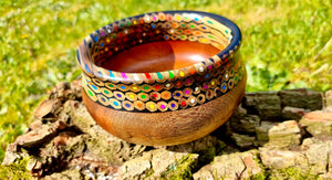 Colorful Mahogany Bowl with Epoxy Resin & Crayons