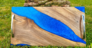 Handcrafted Walnut Wood Serving Board with Pearl Epoxy Resin