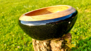 Handcrafted Burned Oak Bowl with Epoxy Resin