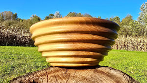 Beehive - Shaped Handmade Walnut Wooden Bowl – 22cm x 8cm | Fruit, Bread, or Decorative Bowl - PipejaWood