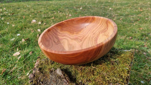 Handmade Bowl from Plum Wood – 20cm x 6cm (7.9in x 2.4in) | Natural Wooden Serving Bowl - PipejaWood