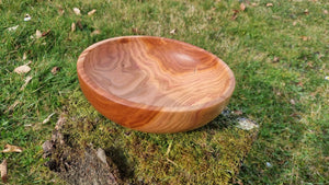 Handmade Bowl from Plum Wood – 20cm x 6cm (7.9in x 2.4in) | Natural Wooden Serving Bowl - PipejaWood