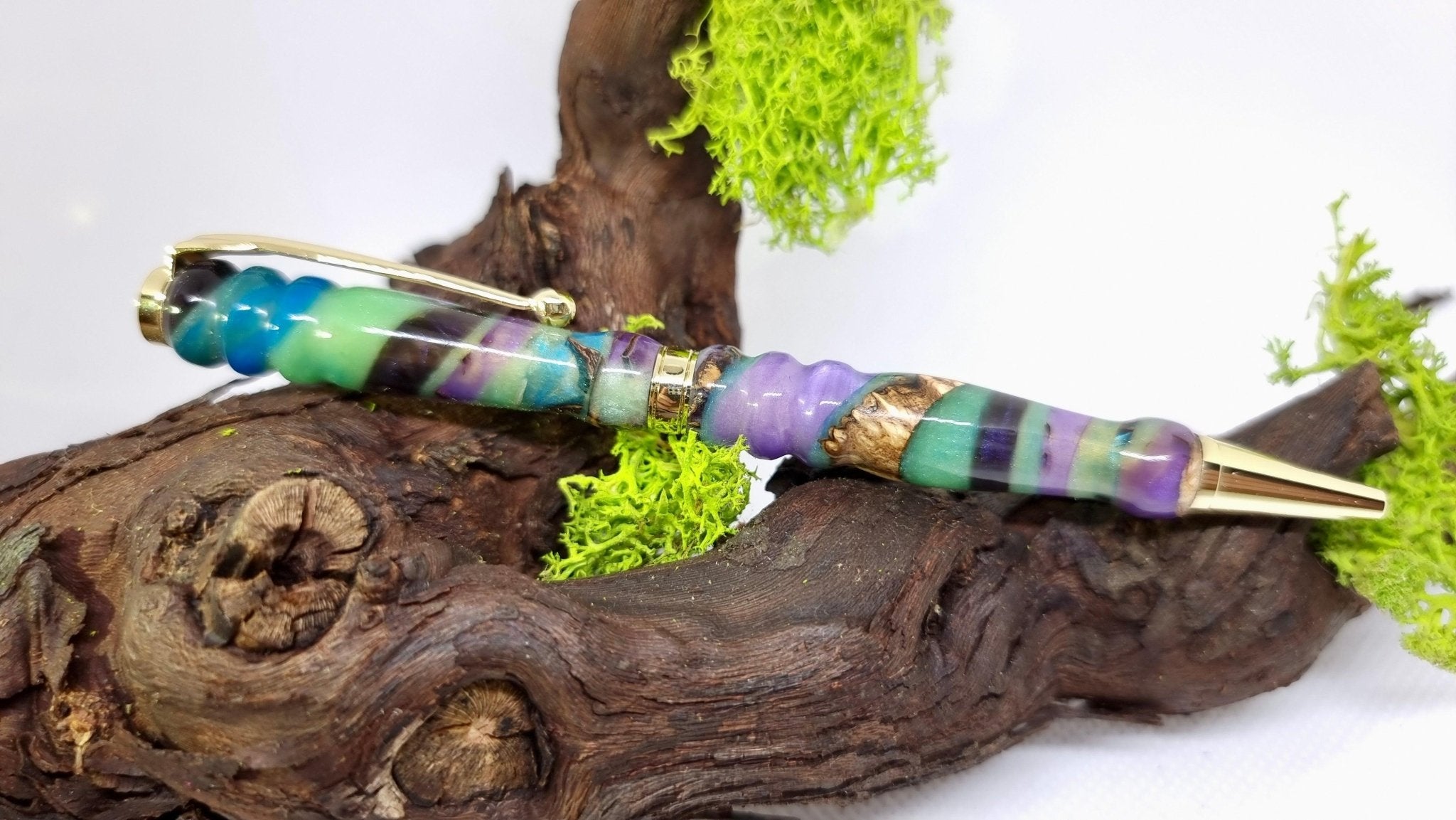 Handmade Epoxy Resin Pen – Custom Luxury Pen with Vibrant Resin Swirls | Unique Writing Instrument - PipejaWood