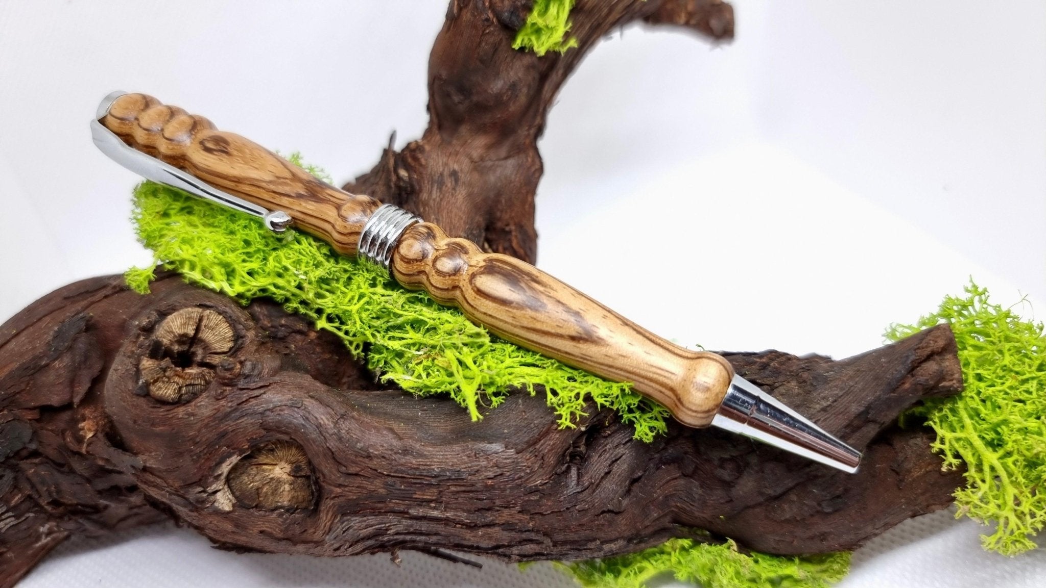 Handmade Pen from Zebrano Wood – Custom Luxury Ballpoint Pen | Unique Writing Instrument - PipejaWood