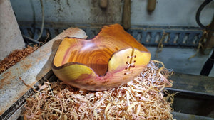 Handmade Plum Wood Bowl with Live Edge and Copper Wire - PipejaWood