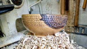 Handmade Walnut Bowl with Decorative Elements – 25cm x 11cm (9.8in x 4.3in) | Rustic Serving and Decorative Bowl - PipejaWood