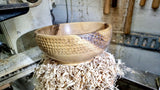 Handmade Walnut Bowl with Decorative Elements – 25cm x 11cm (9.8in x 4.3in) | Rustic Serving and Decorative Bowl - PipejaWood