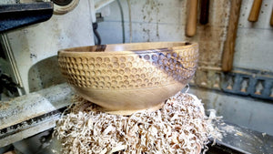 Handmade Walnut Bowl with Decorative Elements – 25cm x 11cm (9.8in x 4.3in) | Rustic Serving and Decorative Bowl - PipejaWood