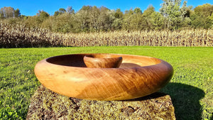 Handmade Wooden Snack Bowl – Handcrafted Walnut Wood 32cm x 7,5cm - PipejaWood