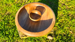 Handmade Wooden Snack Bowl – Handcrafted Walnut Wood 32cm x 7,5cm - PipejaWood