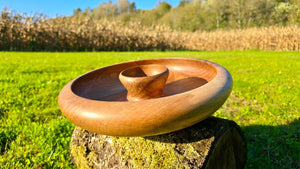 Handmade Wooden Snack Bowl – Handcrafted Walnut Wood 32cm x 7,5cm - PipejaWood